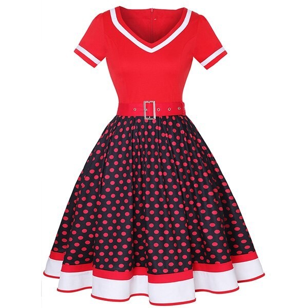 Dámske bodkované retro šaty 3XL 4