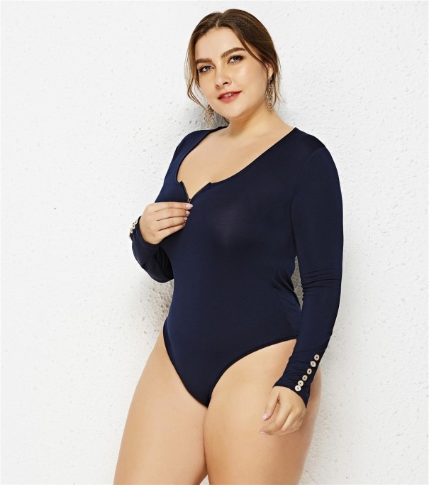 Dámské body s dlouhým rukávem B778 tmavě modrá 5XL