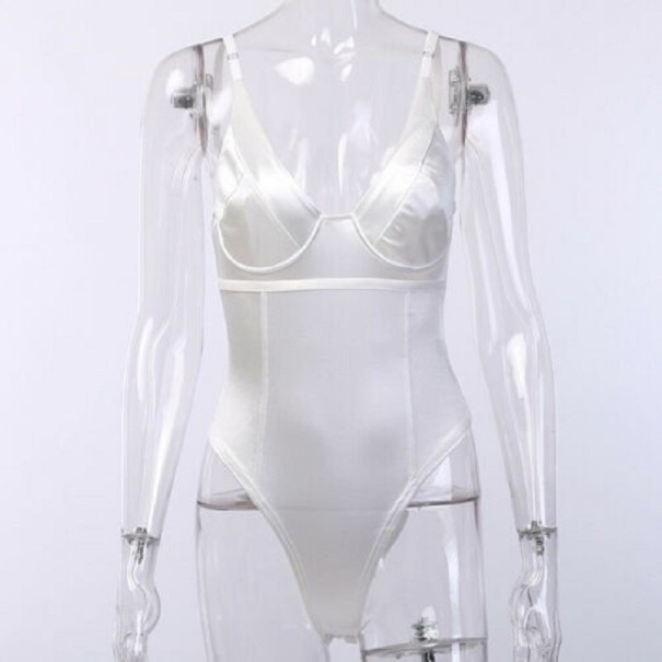 Dámske body s veľkým výstrihom B366 biela XS
