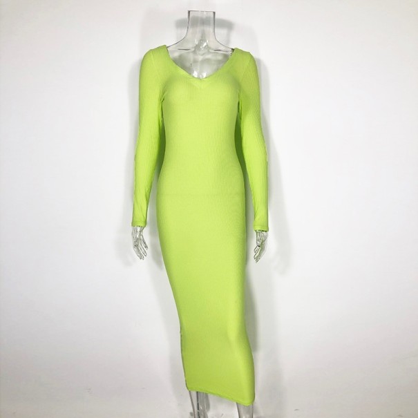 Dámske bodycon šaty neónová zelená L