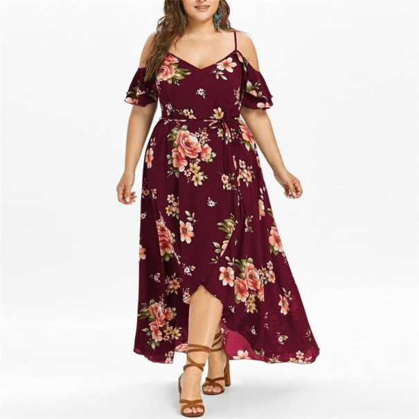 Dámske Boho šaty v nadmerných veľkostiach vínová 3XL