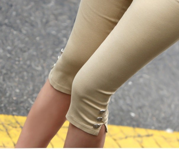 Dámske capri nohavice J1694 khaki XS