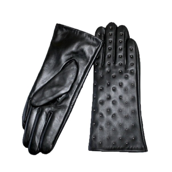 Dámske čierne kožené rukavice L