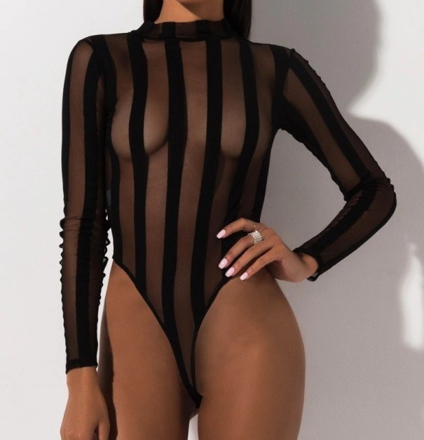 Dámske čierne priesvitné body XL