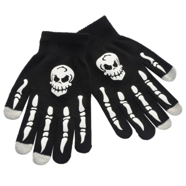 Dámske čierne rukavice s kosťami 1