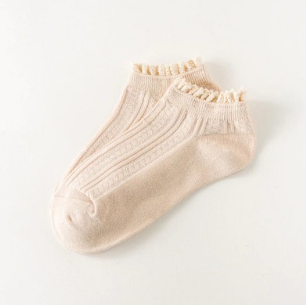 Dámske členkové ponožky s volánikmi khaki