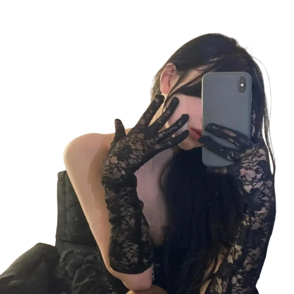 Dámske dlhé krajkové rukavice celoprsté priedušné 40 cm polyester nylon elegantné rukavice na ruky pre spoločenské príležitosti čierna