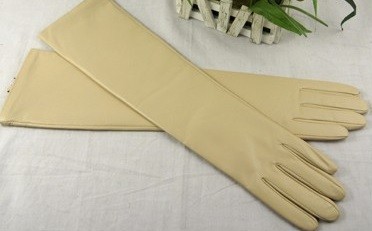 Dámské dlouhé kožené rukavice J3192 béžova XS