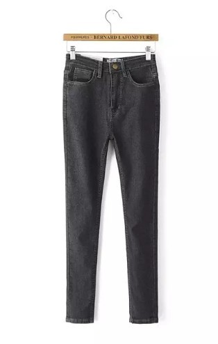 Dámske džínsy s vysokým pásom v rôznych farbách tmavo sivá XS