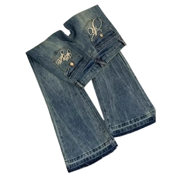 Dámské džíny modré Jednobarevné Nápisy na zadních kapsách Kapsy Polyester Moderní street kalhoty Trendy casual styl M