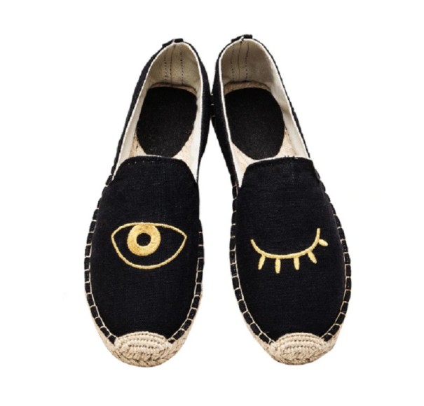 Dámské espadrilky s potiskem očí J1090 černá 38