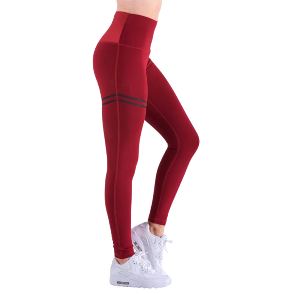 Dámské fitness legíny s vysokým pasem a potiskem Běžecké elastické sportovní kalhoty s pružným pasem na trénink a cvičení červená L