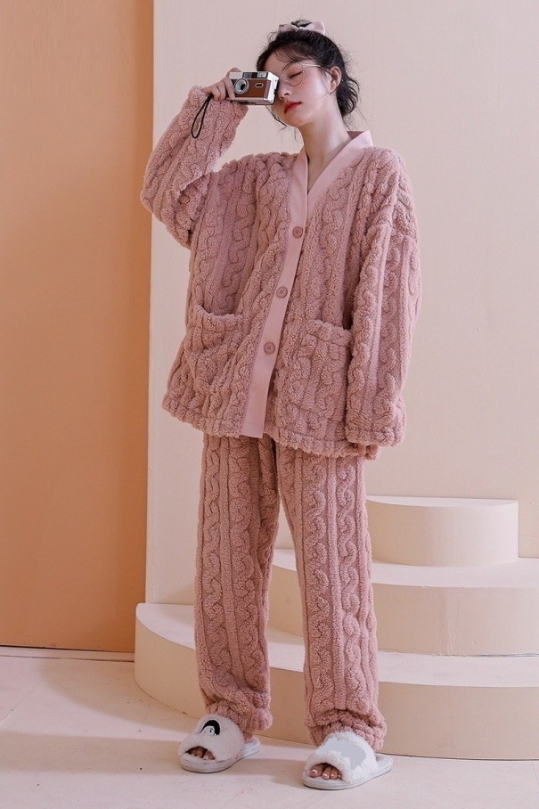 Dámské hřejivé pyžamo P3153 starorůžová L