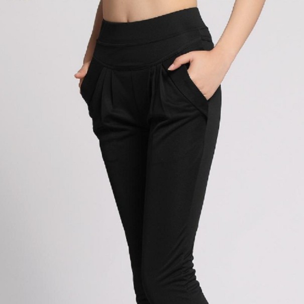 Dámské jarní stylové kalhoty J1093 černá XS