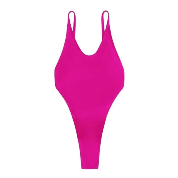 Dámské jednodílné plavky Tenká ramínka Výstřih do O Jednobarevné Spandex Polyester Elastické elegantní letní plavky růžová L