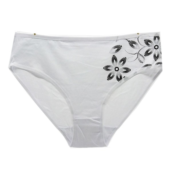 Dámské kalhotky s potiskem květiny bílá L