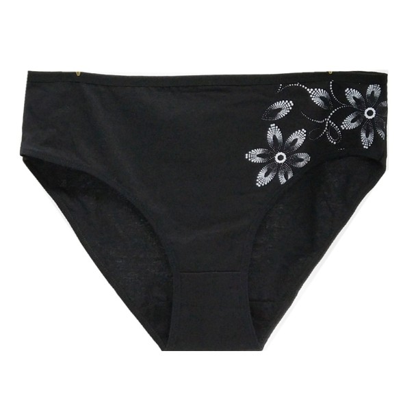 Dámské kalhotky s potiskem květiny černá M