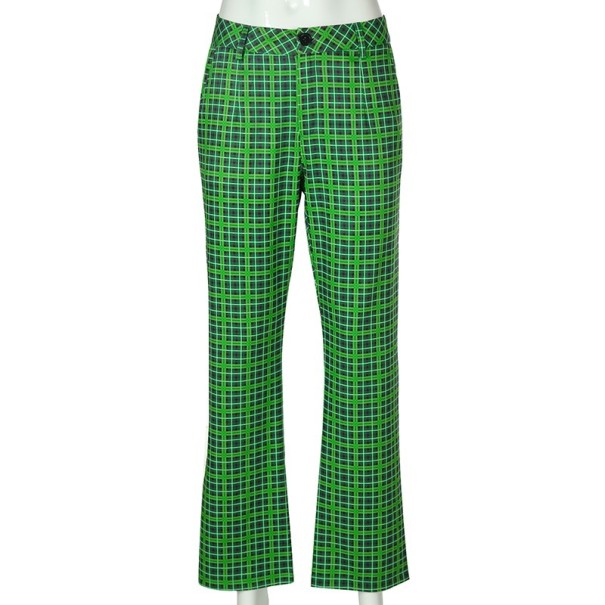 Dámske kockované nohavice zelenej XS