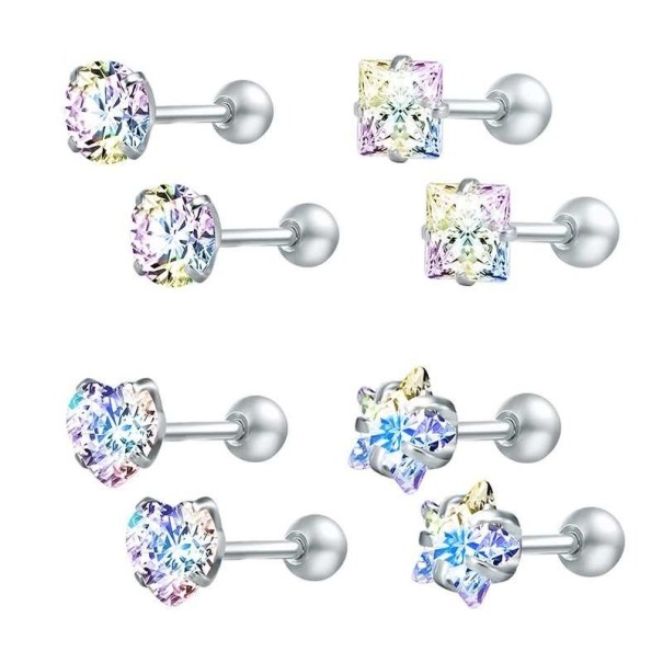 Dámske kôstkové náušnice 4 páry viacfarebná 4 mm Dámske kôstkové náušnice 4 páry viacfarebná 4 mm