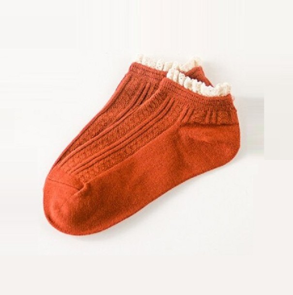 Dámské kotníkové ponožky s volánky červená