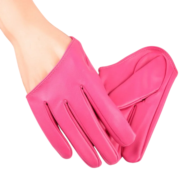 Dámske kožené rukavice na pol dlaní Univerzálna veľkosť Syntetická koža Polyester Spandex Štýlové krátke rukavice pre elegantný outfit tmavo ružová