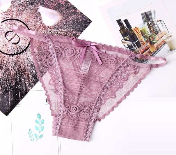 Dámské krajkové kalhotky se šňůrkou starorůžová M