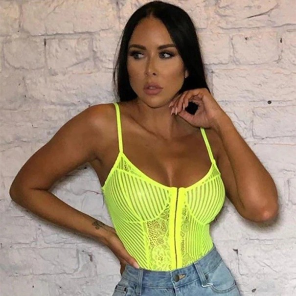 Dámske krajkové neónové body neónová zelená XL