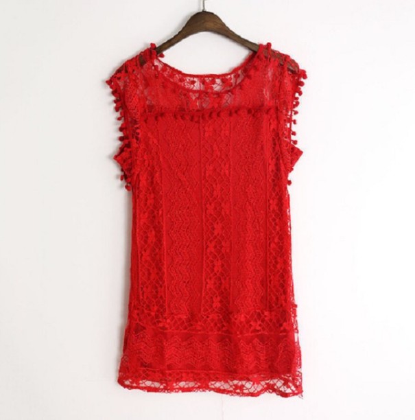 Dámské krajkové šaty J1730 červená L