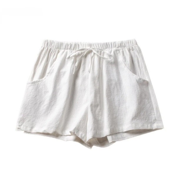 Dámské kraťasy Na tkaničku Volný střih S kapsami Jednobarevné Provedení Polyester Lehký materiál Letní pohodlné šortky bílá XS