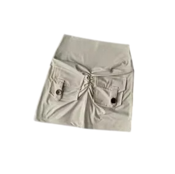 Dámské kraťasy Vysoký pas Kapsy Jednobarevné Bavlna Polyester Spandex Letní elastické pohodlné šortky na volný čas béžova S