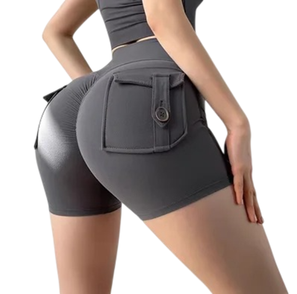 Dámské kraťasy Vysoký pas Kapsy Jednobarevné Bavlna Polyester Spandex Letní elastické pohodlné šortky na volný čas šedá S