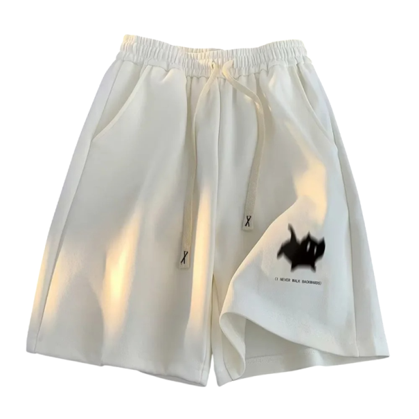 Dámské kraťasy Vysoký pas Tkanička Volný střih Potisk kočky Bavlna Polyester Jednobarevné Letní pohodlné šortky bílá S