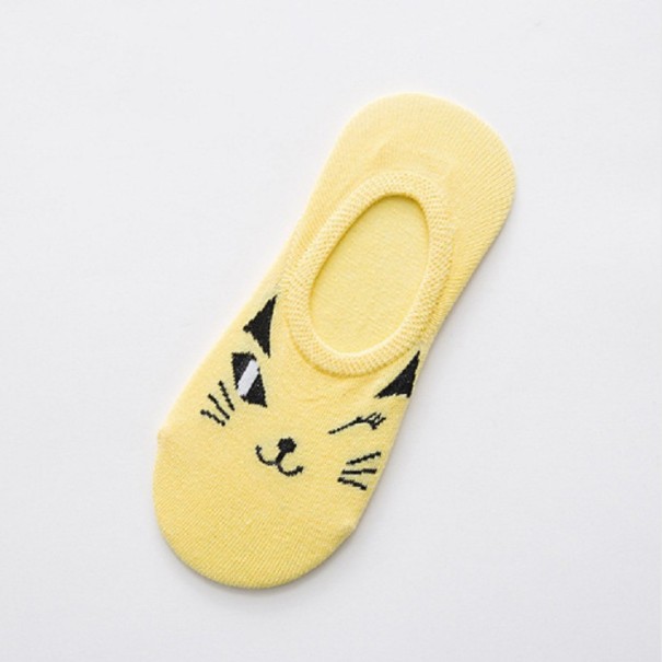 Dámské krátké ponožky - Kočky A721 žlutá