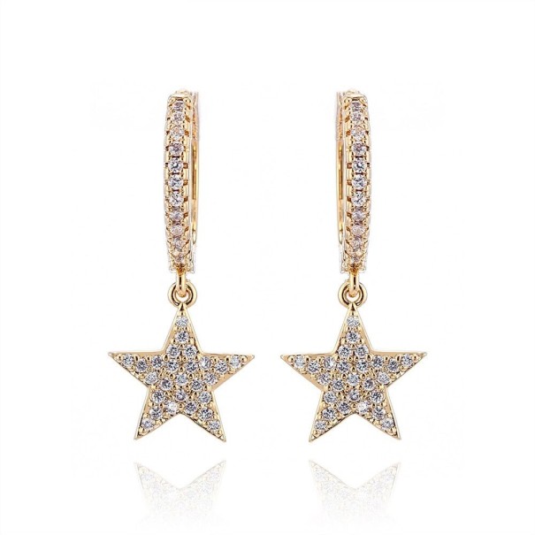 Dámské kruhové náušnice s hviezdou C1084 zlatá