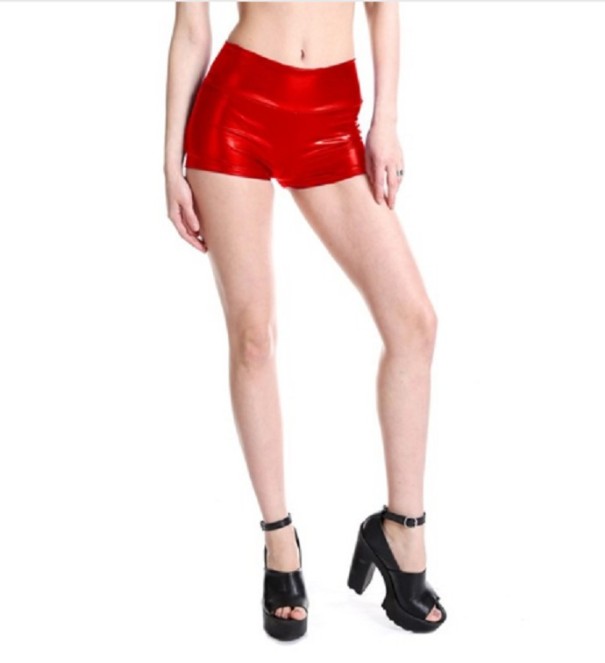 Dámske lesklé šortky červená S