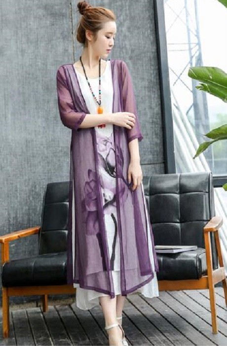 Dámske letné šaty dvojdielne fialová XS