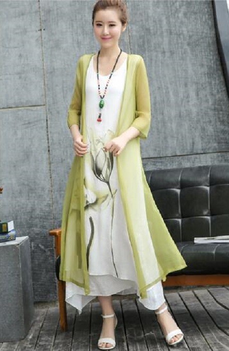 Dámské letní šaty dvoudílné světle zelená M