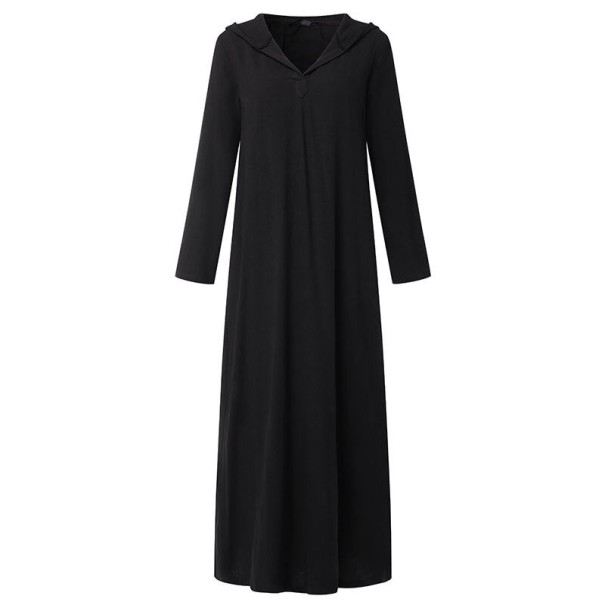 Dámske maxi šaty s kapucňou čierna 4XL