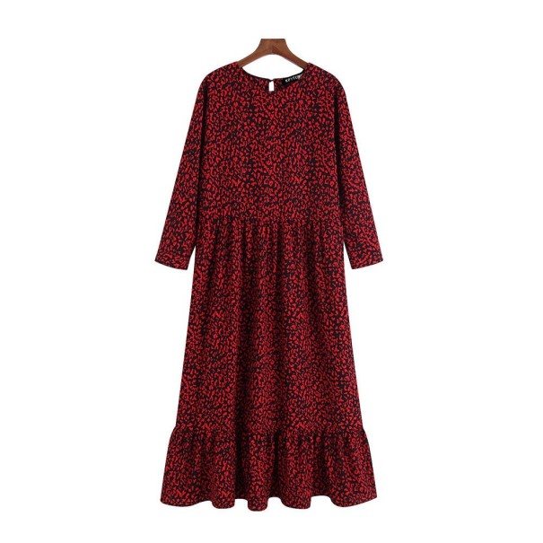 Dámské midi šaty s volánkem červená XL