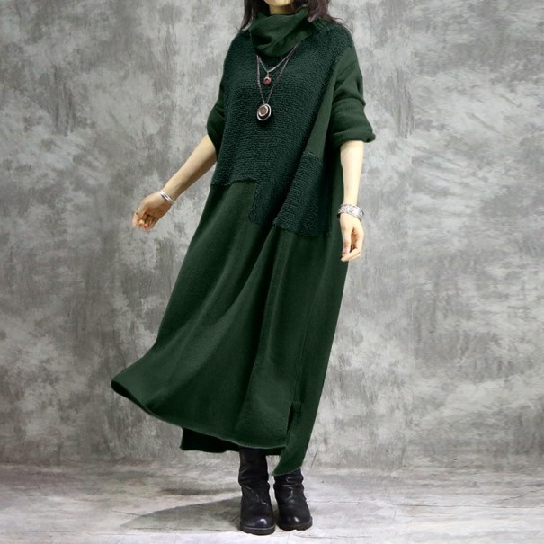 Dámské mikinové šaty B41 tmavě zelená 3XL