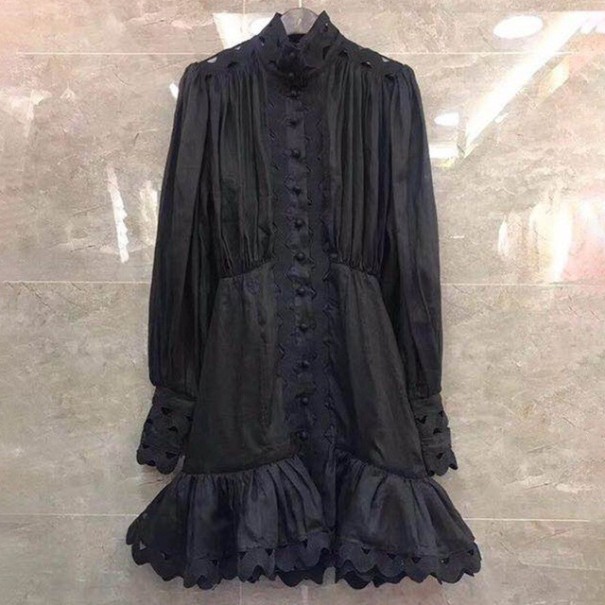 Dámske mini šaty s dlhým rukávom čierna M