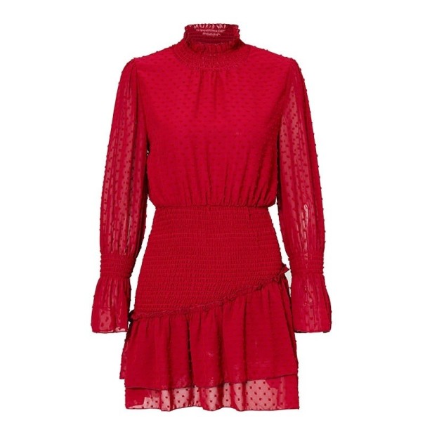 Dámske mini šaty so stojačikom červená S