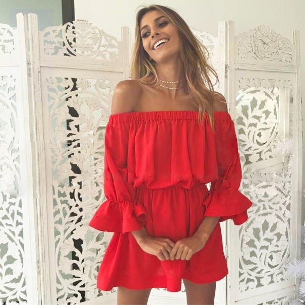 Dámské nabírané šaty Tina červená M
