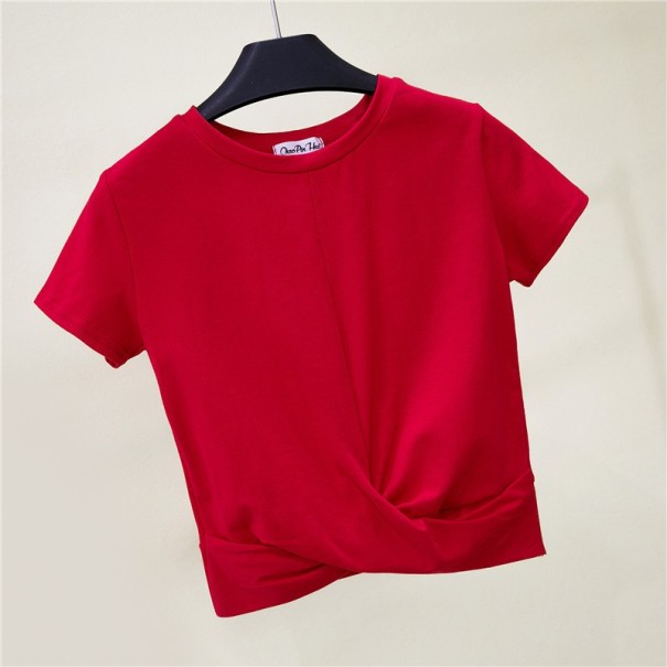 Dámské nařasené tričko A1085 červená S