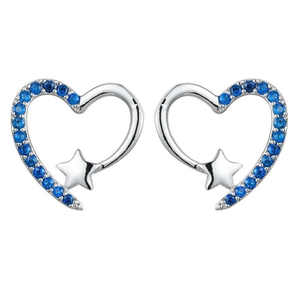 Dámské náušnice srdce se zirkony stříbrná 3