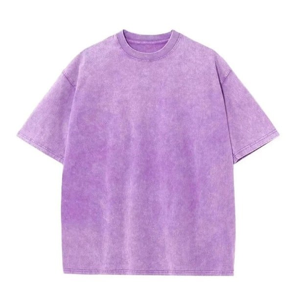 Dámské oversize tričko s krátkým rukávem Streetwear top s kulatým výstřihem Módní volný střih Vintage washed vzhled pro každý den fialová XXL