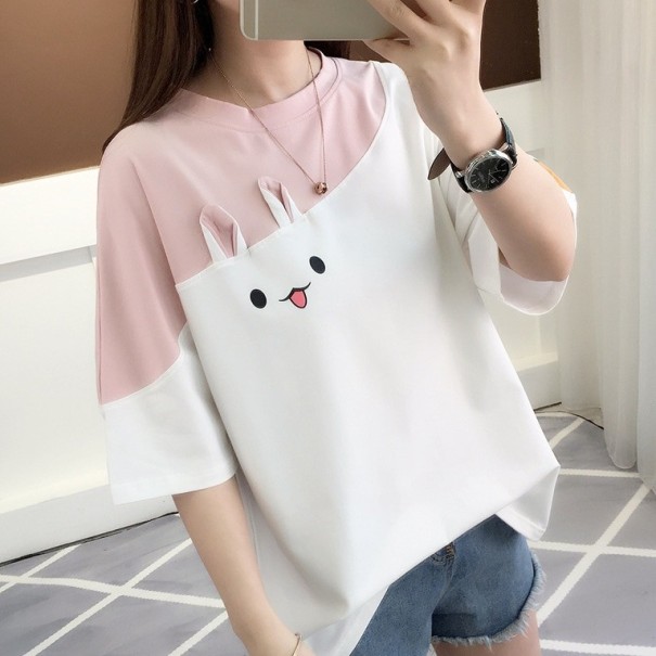 Dámské oversize tričko s motivem králíka bílá XL