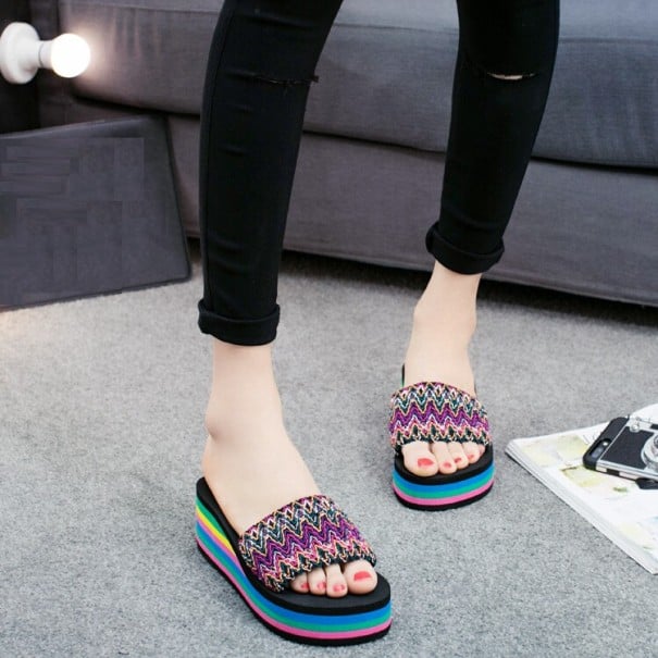 Dámske papuče na platforme A2460 fialová 39