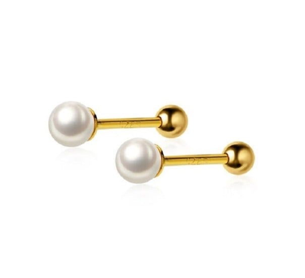 Dámské peckové náušnice perla C1216 zlatá 4 mm