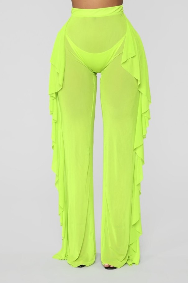 Dámské plážové kalhoty neonová zelená S